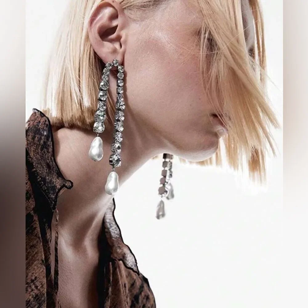 rhinestone drop earrings A779